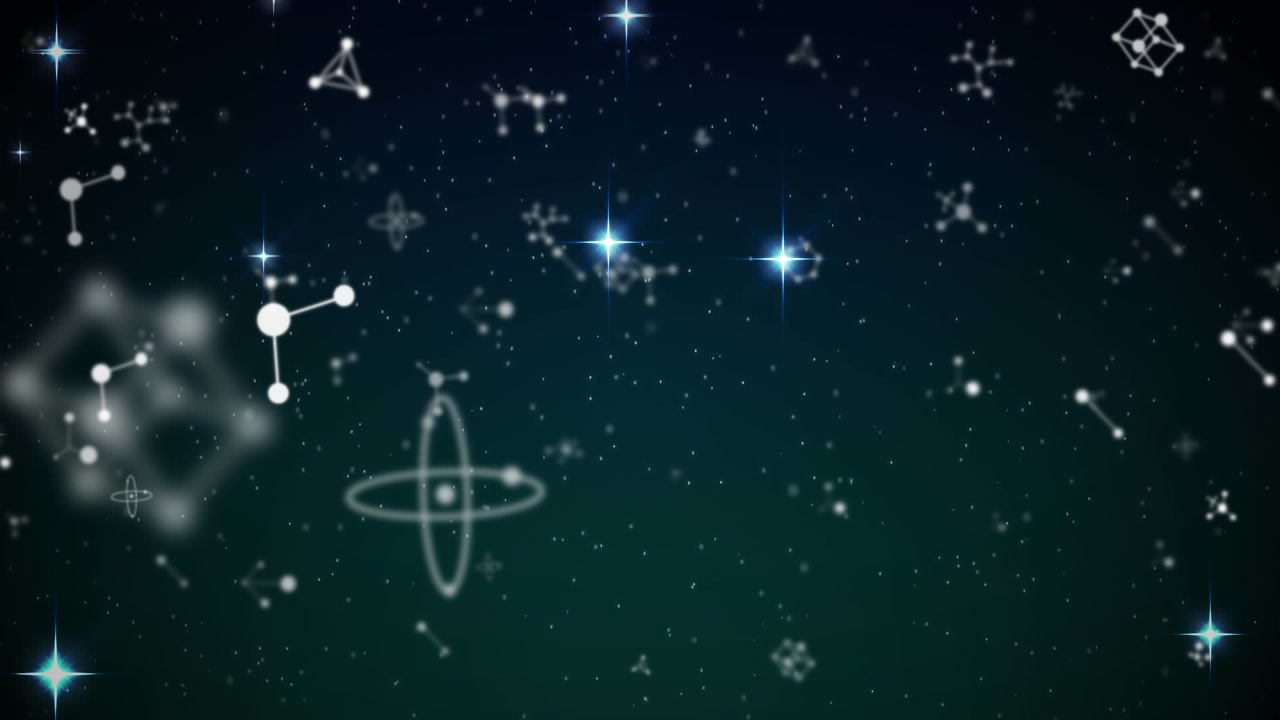 Animation of stars and molecules in black space