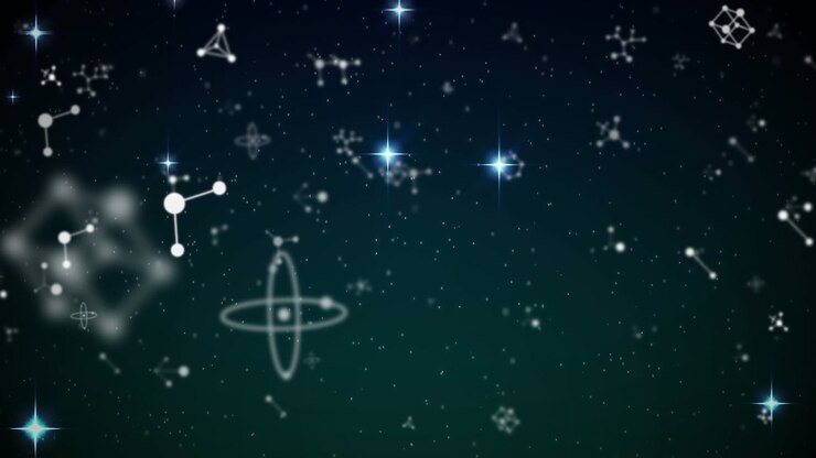 Animation of stars and molecules in black space