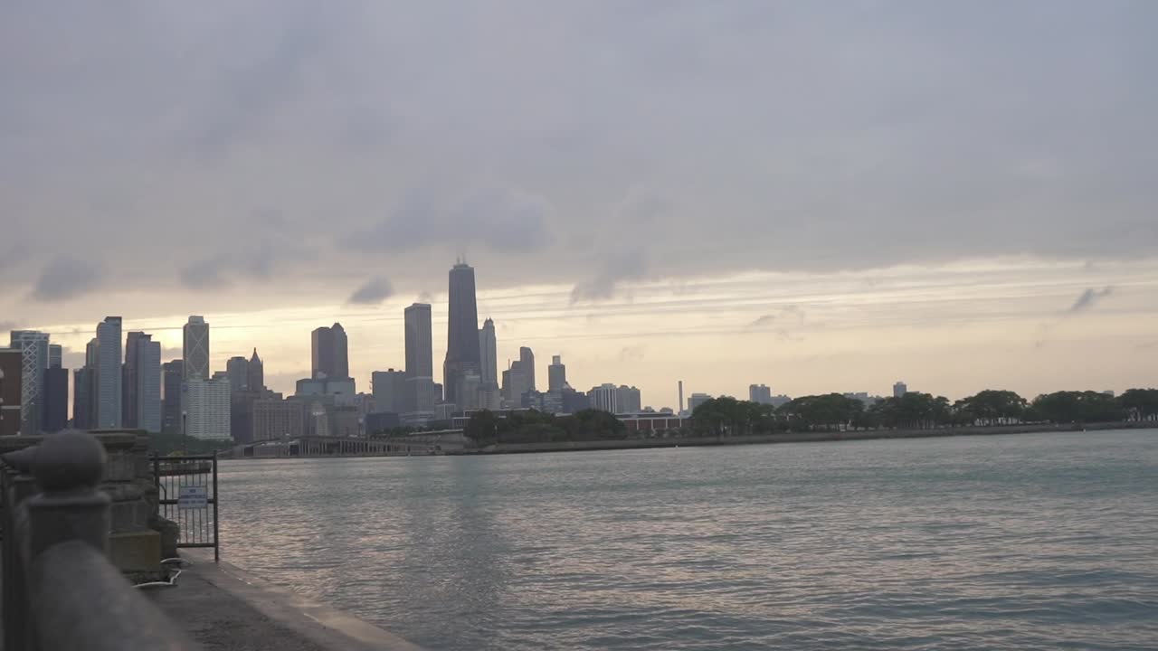 waterfront in Chicago overlooking skyline