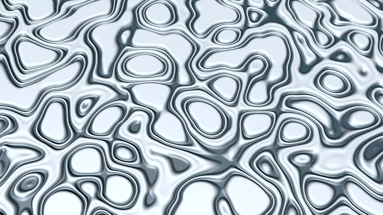 Sfondo simile al colore dell'argento liquido metallico. Luccichio o increspature sulla superficie, animazione in loop continuo.