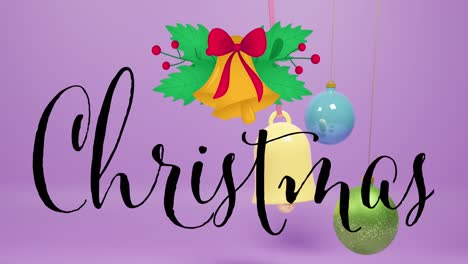 Animation-of-christmas-greetings-text-over-christmas-decorations-on-purple-background