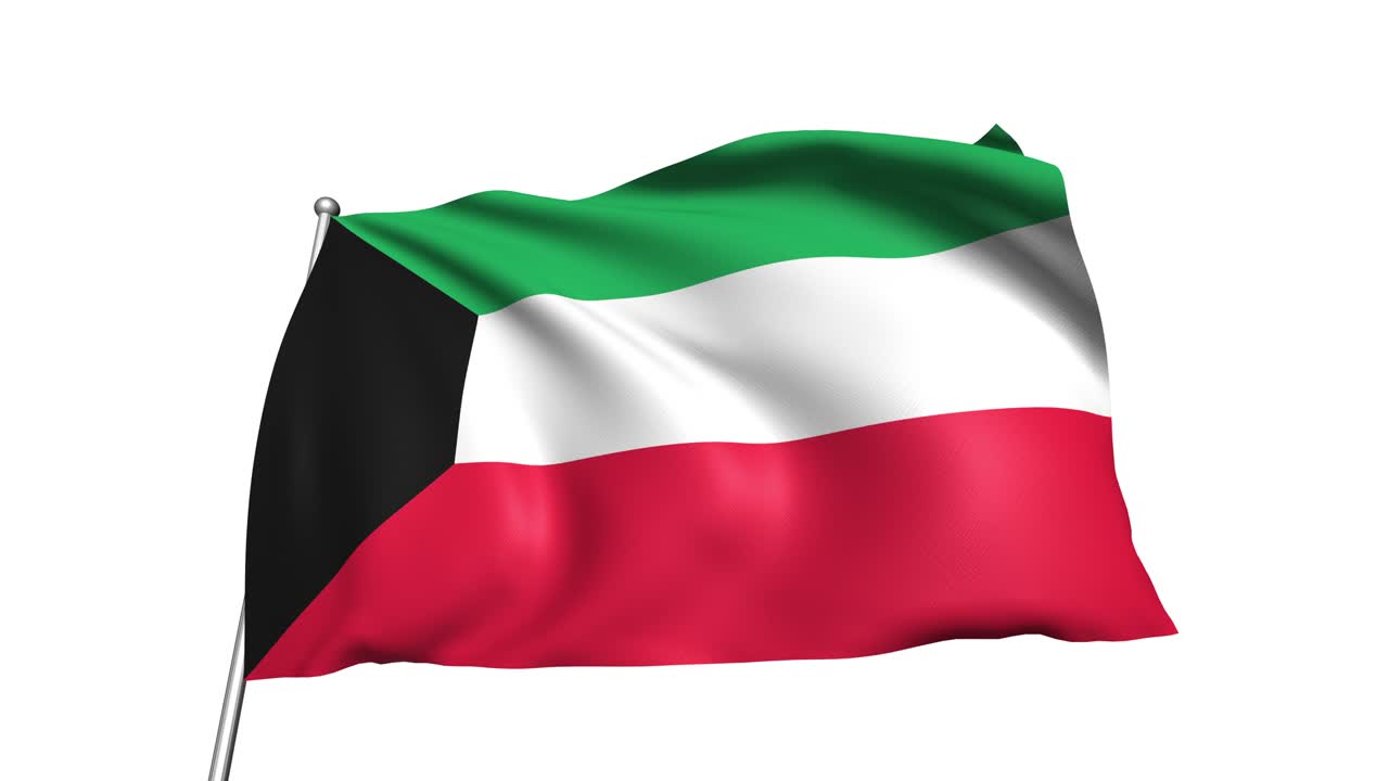 bandera de kuwait con estructura de tela en el viento (canal alfa, en bucle)