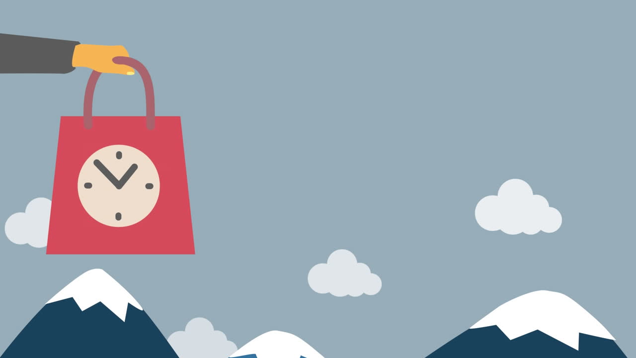 디지털 애니메이션은 시간에 민감한 쇼핑 테마로 글로벌 물류를 묘사합니다.