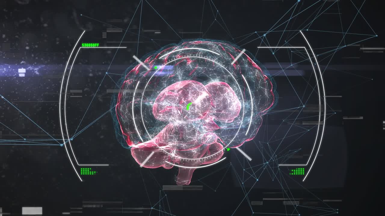 Animation of scope scanning and data processing over digital brain and network of connections