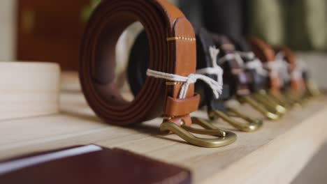 ready to wear leather wallets and belts lined in leather workshop