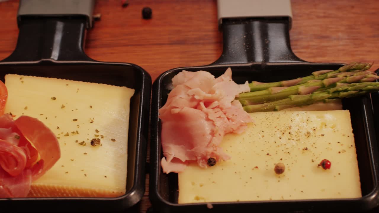 Italian or Spanish restaurant with traditional tapas food, Spanish cuisine, delicious tapas and cheese plate, bruschetta with cheese, olives dry tomatoes and tasty sandwich bar appetizer, buffet