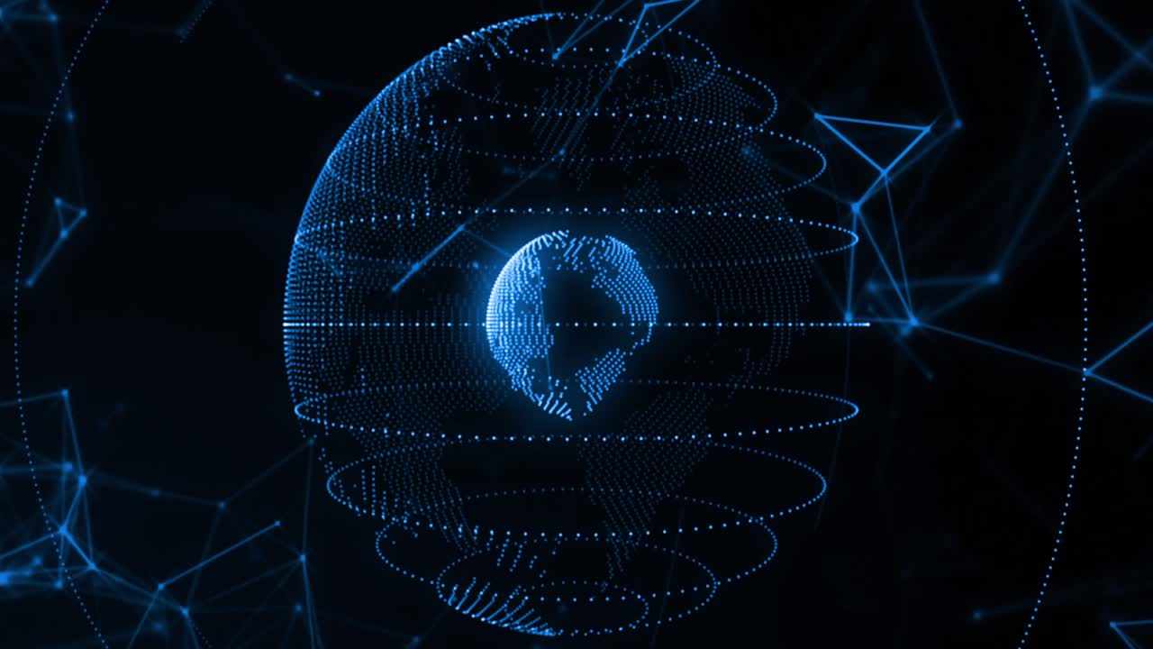 animación de la red de conexiones sobre el globo giratorio