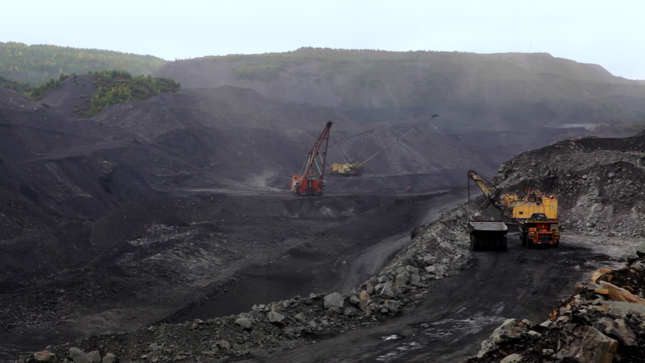 Coal Mining Operation in an Open Pit Mine