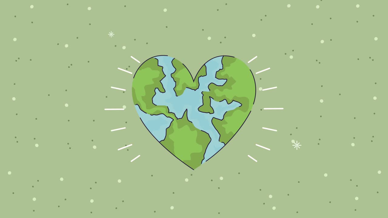 eco friendly animation with earth planet hearted