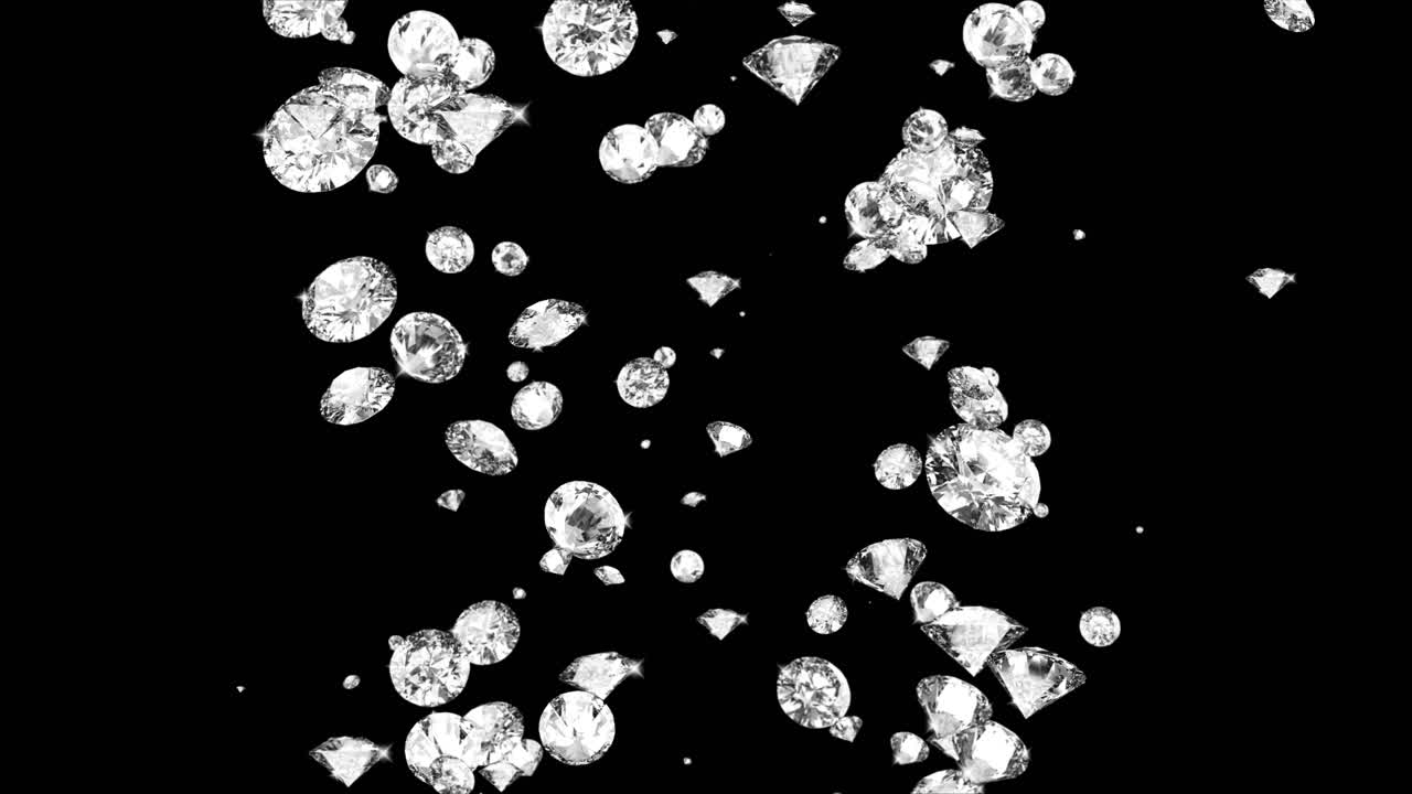 Beautiful shiny sparkling diamond gems falling 4k seamless loop motion background 3d animation green