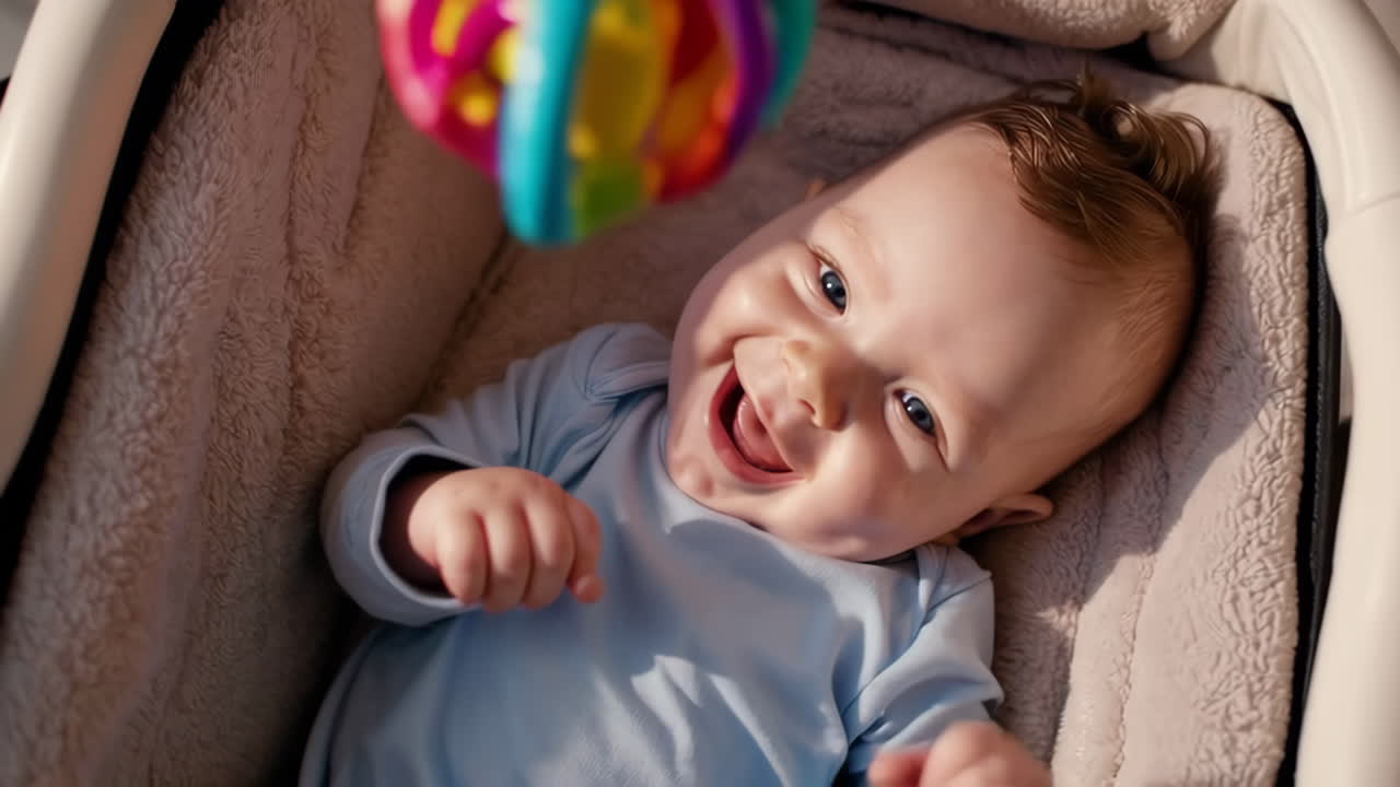 Happy Baby in a Car Seat