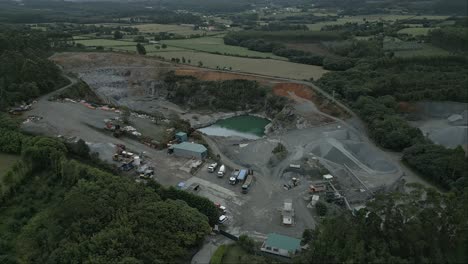 aerial circle view of quarry in moeche, galicia