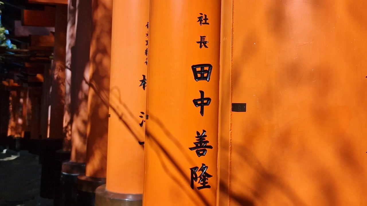 Fushimi Inari -pyhäkön Torii-portit, Kioto, Japani, lähikuva