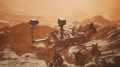 Curiosity-Mars-Rover-exploring-the-surface-of-red-planet.-Elements-of-this-image-furnished-by-NASA