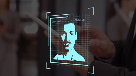 animación de fotos de usuario sobre las manos de un hombre caucásico que usa un teléfono inteligente