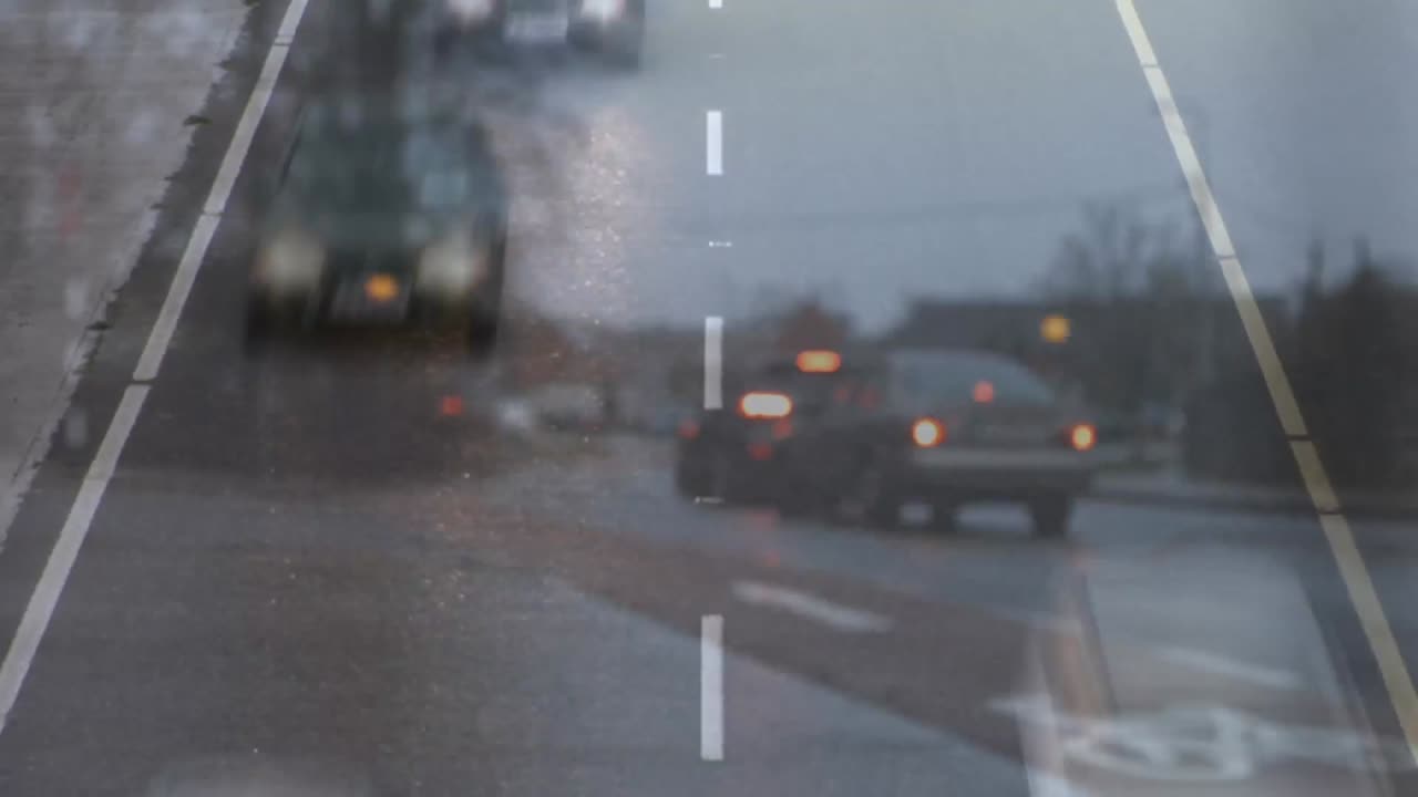 Cars riding towards the camera