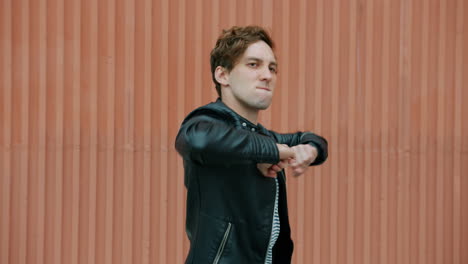 young man dancing in urban style
