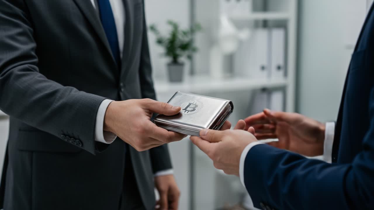 A Formal Exchange of Documents Between Professionals in a Sleek Office Setting, Highlighting Business Negotiations and Collaboration in Contemporary Workspaces