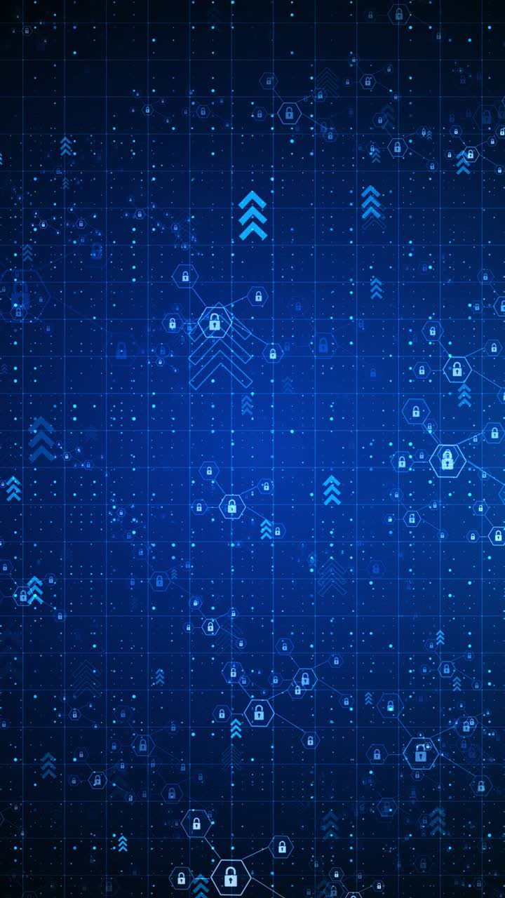 Abstract blue background with connection big data flow within cyber blockchain fields network