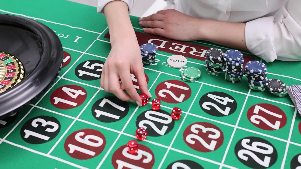 Playing Roulette with Dice and Chips at the Casino