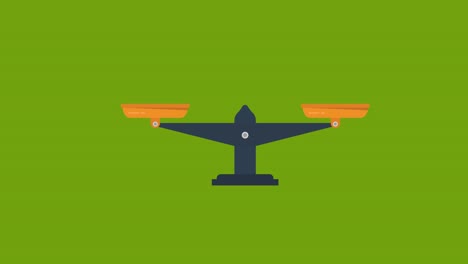 animación del icono de la escala de pesaje en el fondo de la pantalla verde. video 4k. clave de croma. útil para video explicador, sitio web, tarjetas de felicitación, aplicaciones y publicaciones en redes sociales