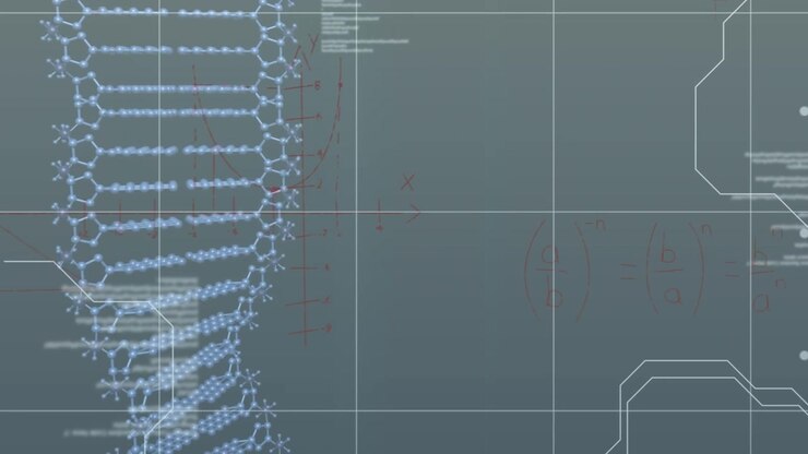 Animazione dell'elaborazione dati su filamento di DNA in rotazione