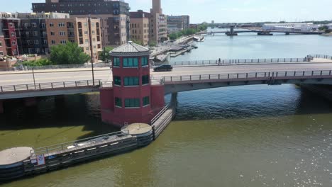 green bay wisconsin aerial flyover view