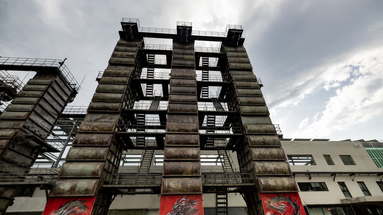 Timelapse of the Beijing city skyline from a high vantage point in vertical