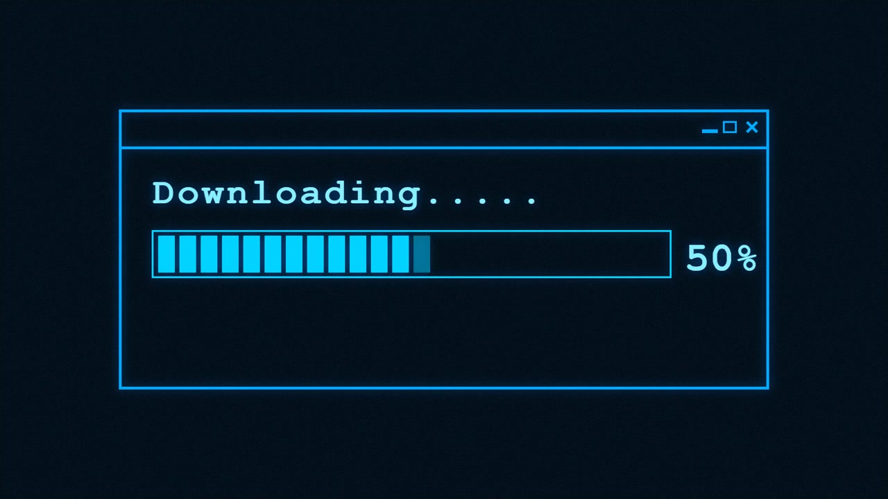 Digital Progress Bar Loading on Computer Screen