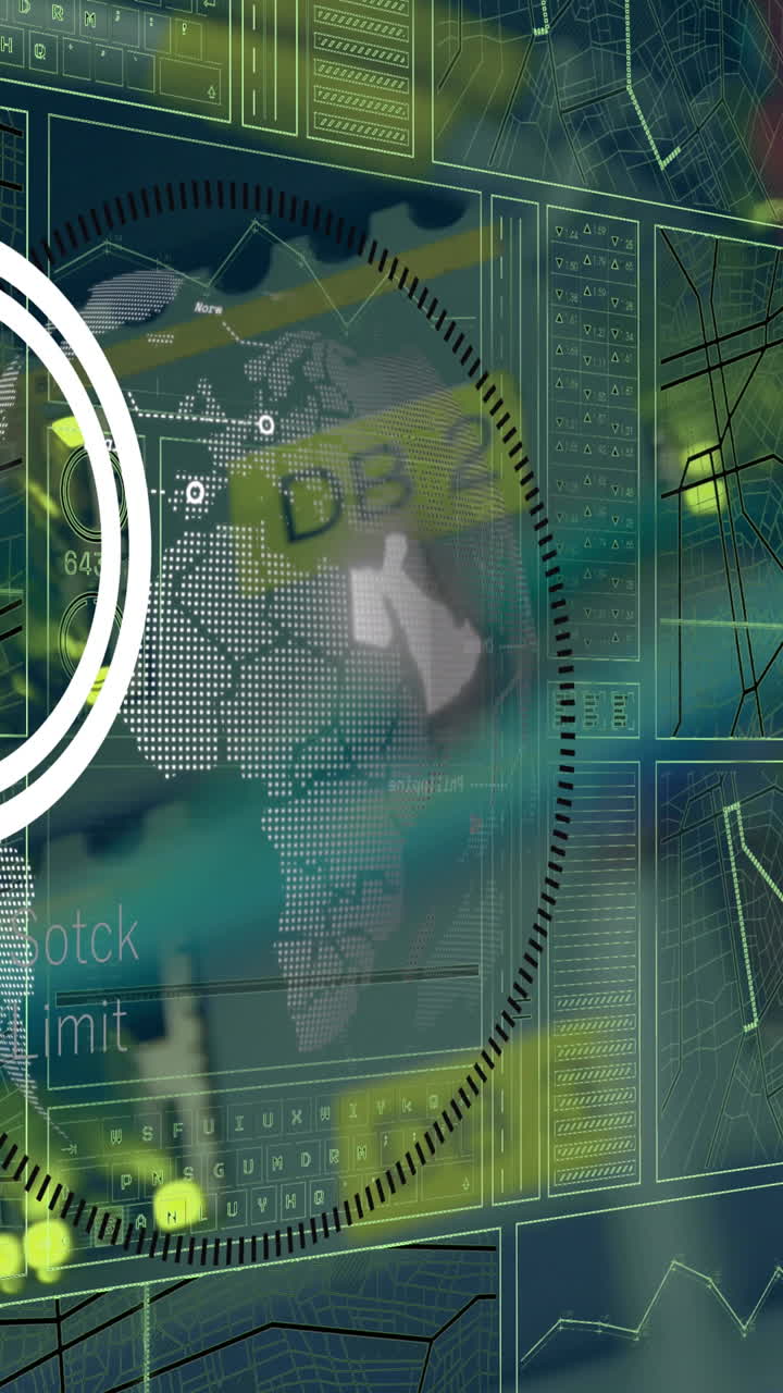 animación del procesamiento de datos y el globo sobre la sala del servidor