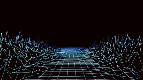 retro cyberpunk wireframe landscape