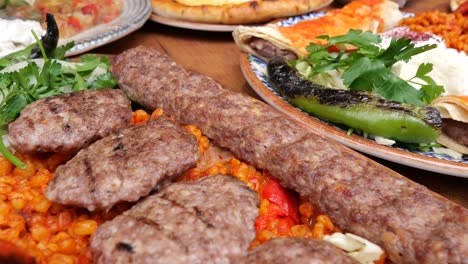 turkish cuisine platter with kebabs