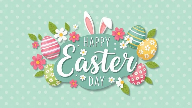 Animated happy easter day greeting card