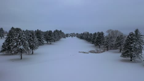 snowy golf course aerial view