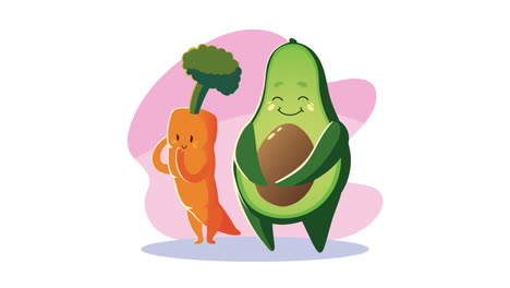 carrot and avocado vegetables characters