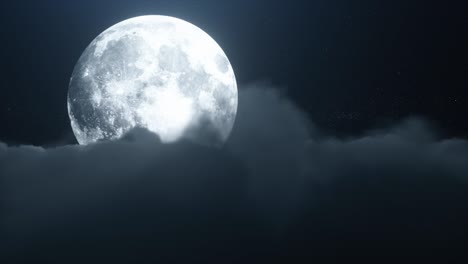 vuelo sobre cumulus nubes exuberantes en la luz de la luna de la noche