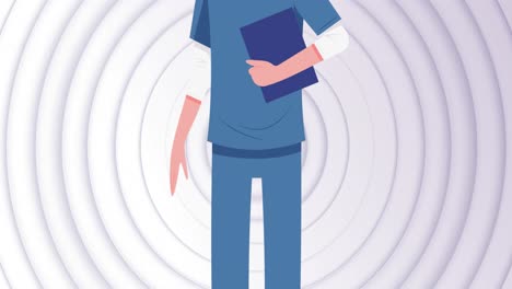 animation of female doctor with face mask on white background