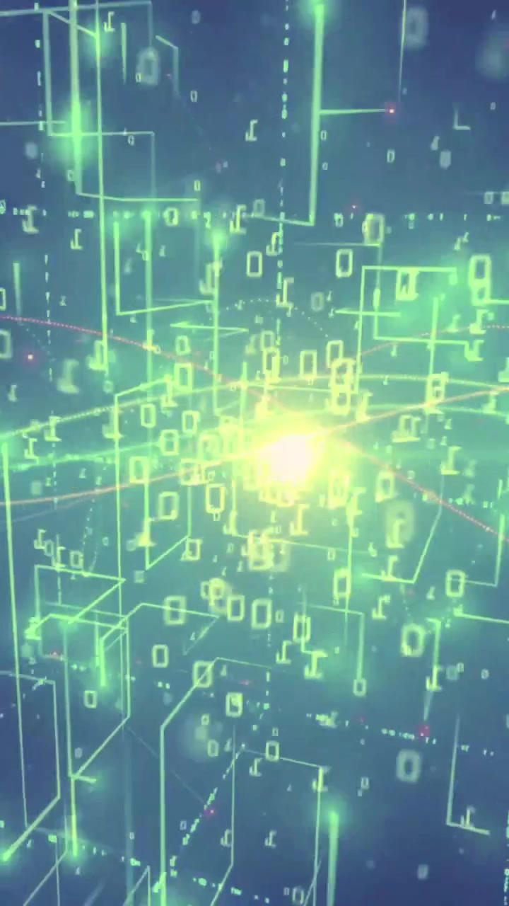 Dynamic Abstract Network with Glowing Lines and Binary Data
