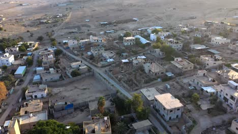 aerial view over jericho city in desert sunset