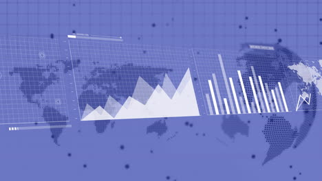 Animation-of-financial-data-processing-over-world-map-and-globe