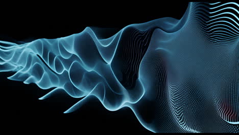 abstract blue wavy lines on black background