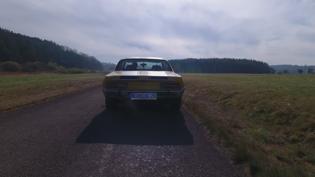 Ford Consul 1973. 4K Aerial Active-Track Footage