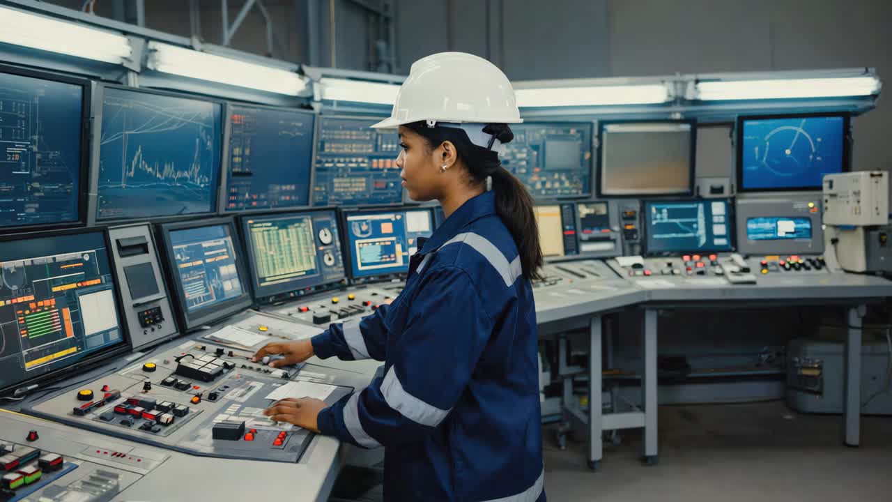 Engineer Monitoring Systems in a High-Tech Control Room