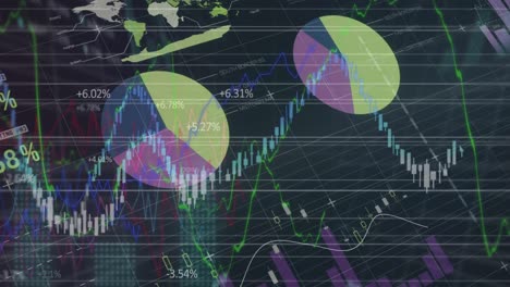 Animation-of-financial-data-processing-and-statistics-recording-on-grid-in-background