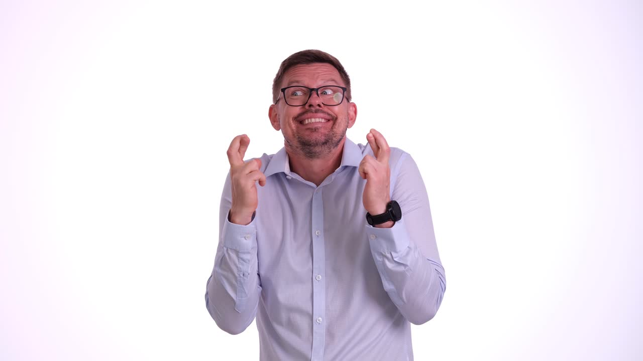 Man with Fingers Crossed