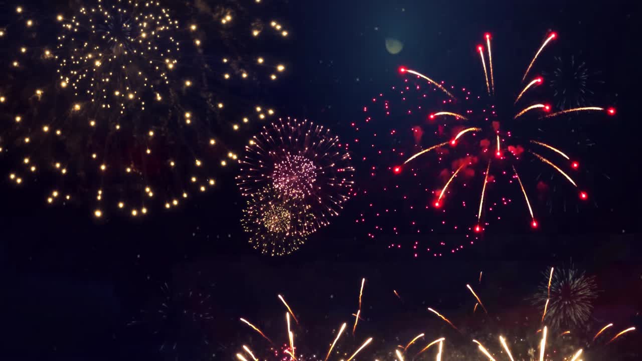 Beautiful wonderful of fireworks show loop animation background birthday anniversary celebration