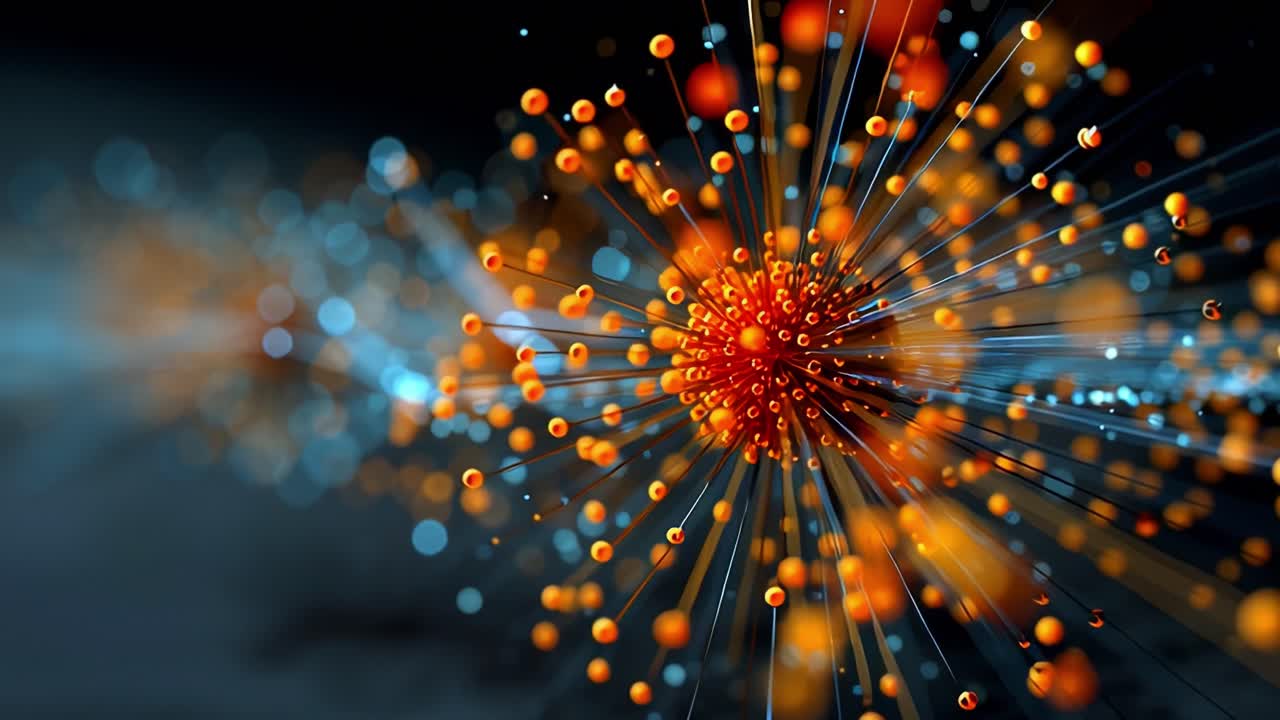 A Stunning Visualization of Abstract Molecular Structures, Featuring Radiant Colors and Intricate Patterns, Highlights the Dynamic Interactions and Energetic Connectivity of Particles in Motion