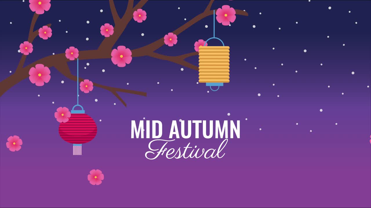 Midtefterårsfest tekstanimation med trægren og lanterner