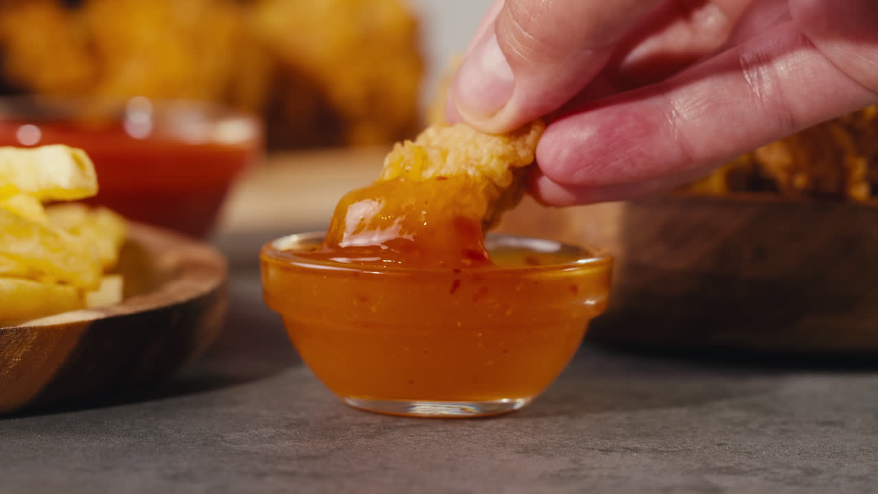 Crispy Fried Chicken Fingers with Dipping Sauce and Fries