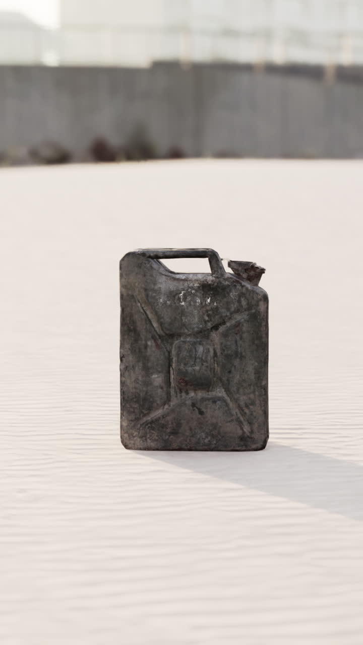 사막 에 있는 녹은 연료 캔